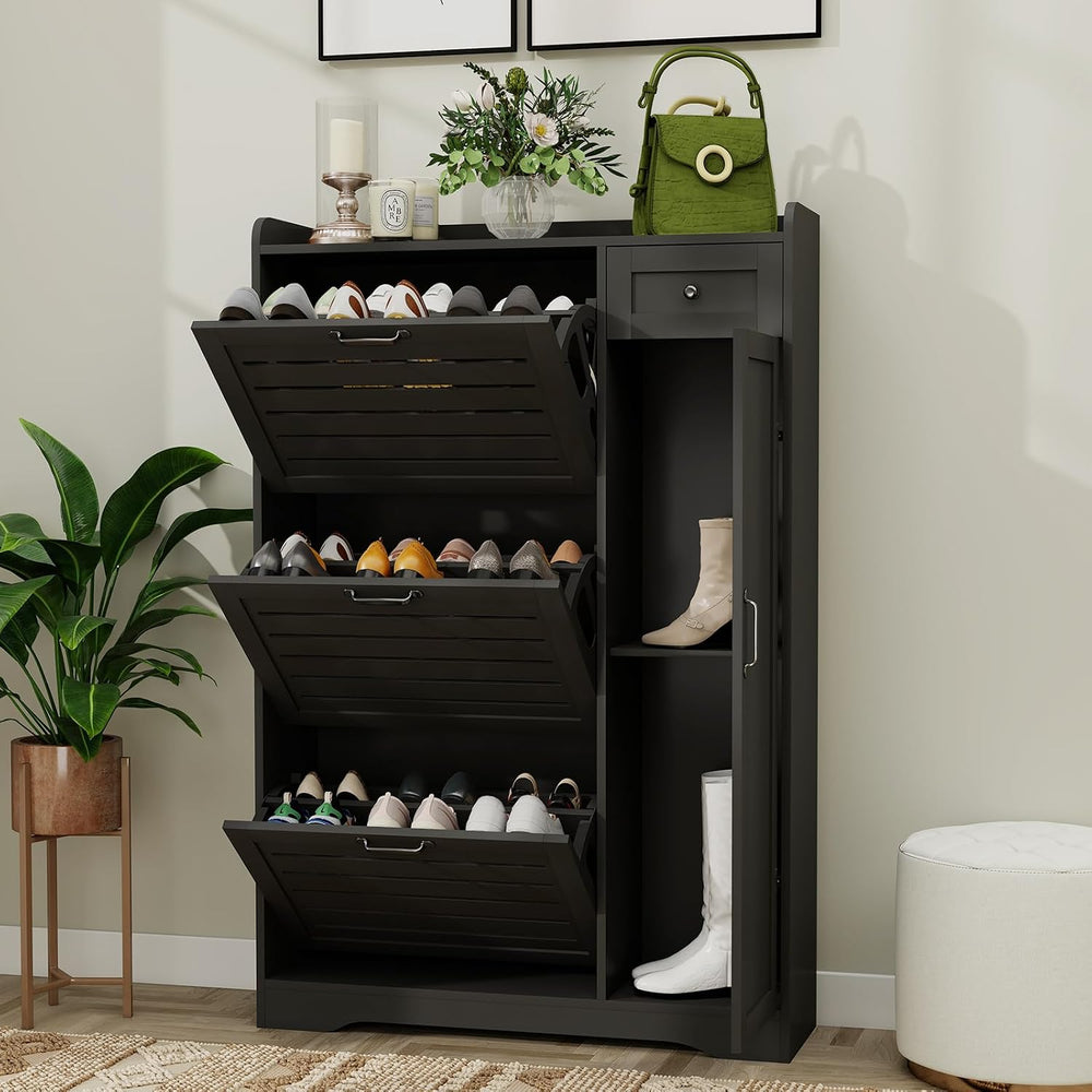Shoe Storage Cabinet with 3 Flip Drawers, Shoe Cabinet Storage for Entryway, ...
