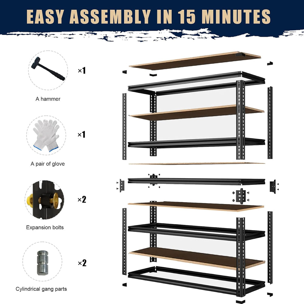 Garage Shelving Storage Shelves, 60'' H Adjustable Shelving, Metal St...