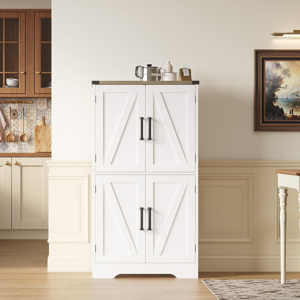 Treocho Farmhouse Bathroom Floor Cabinet with Adjustable Shelves