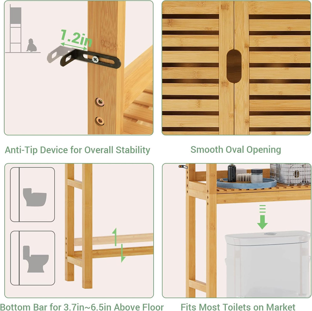 VIAGDO Over The Toilet Storage Cabinet, Tall Bathroom Cabinet Organizer with ...