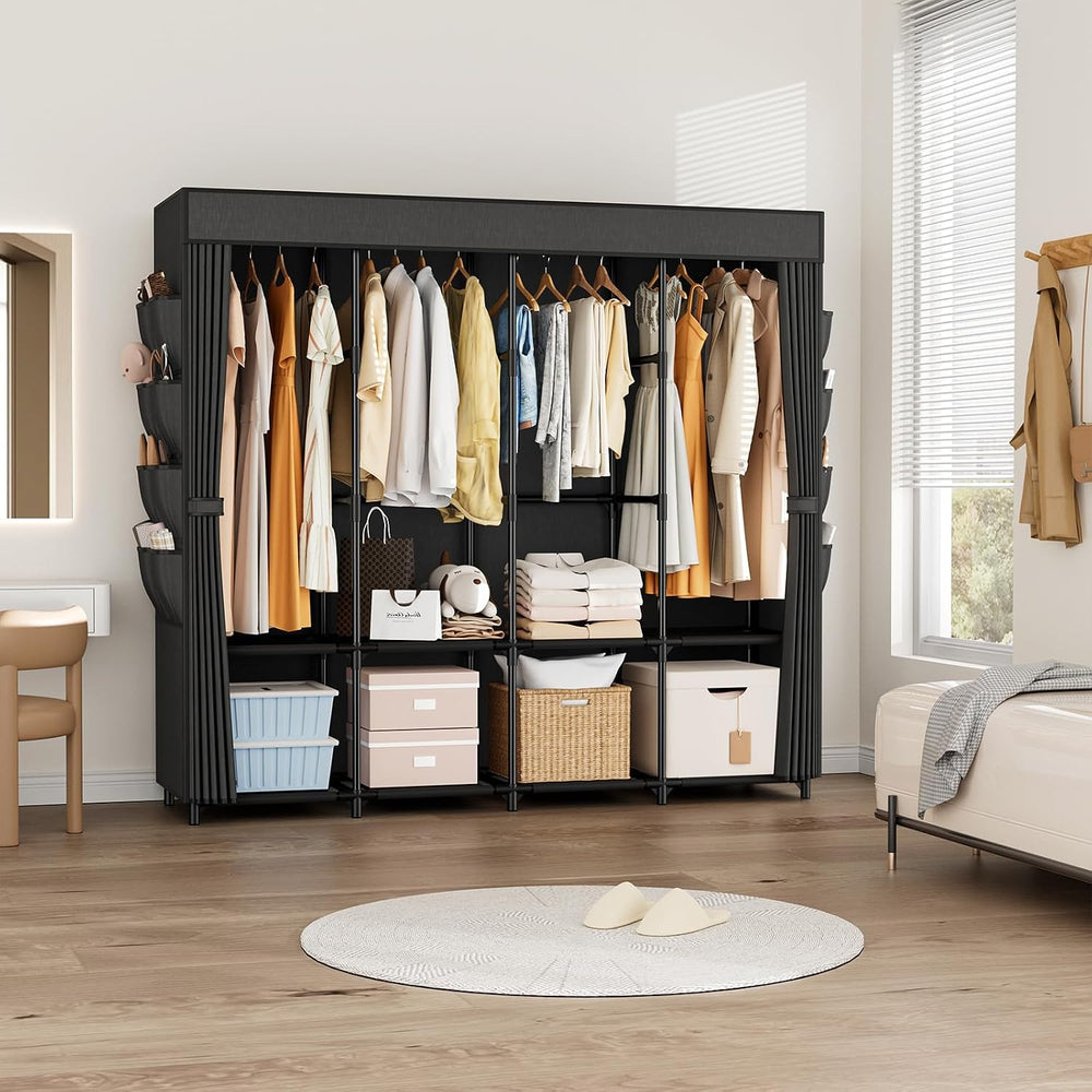 Portable Closet for Hanging Clothes, 67 Inch Wide Portable Wardrobe Closet wi...