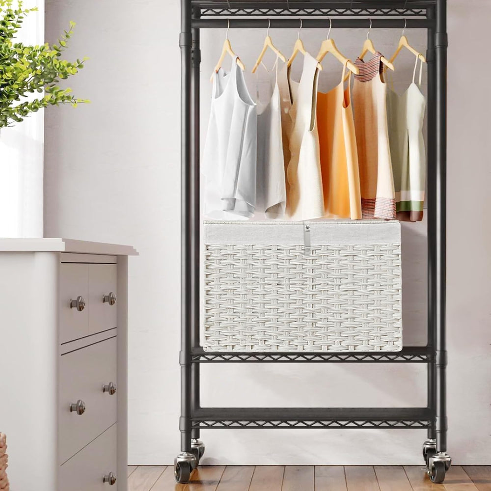 180L Wicker Storage Basket with Lid, Handwoven Rattan Large Shelf Basket with...