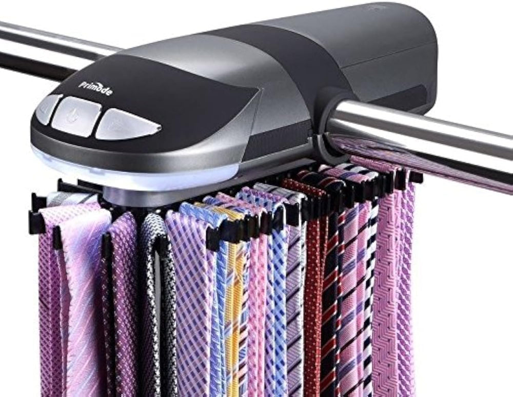 Motorized Tie Rack Closet Organizer, Holds & Displays Up to 50 Ties + 4 B...