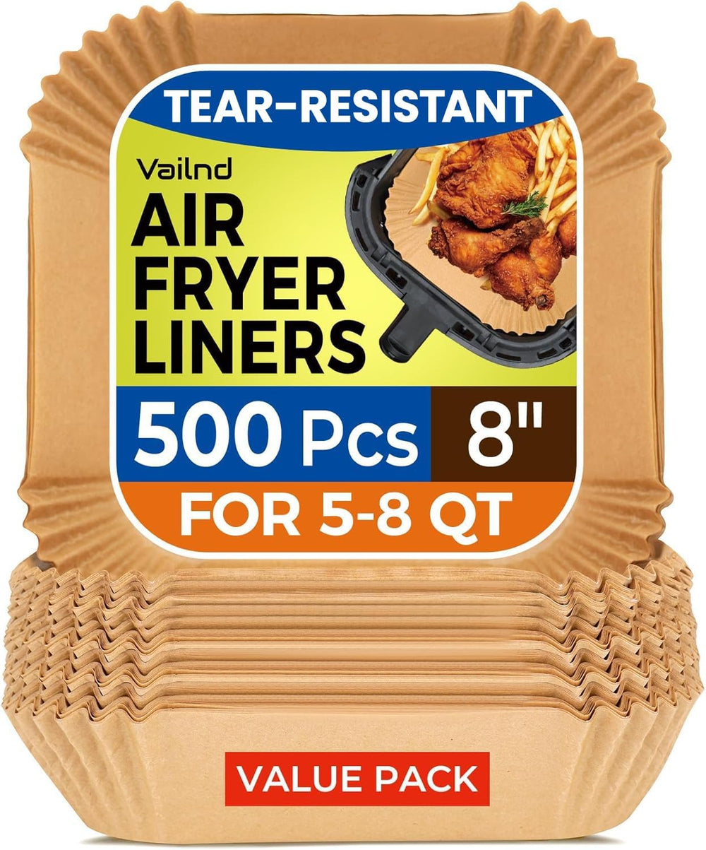 500 Pcs 8" Square Air Fryer Liners Disposable for 5-8QT, Airfryer Paper