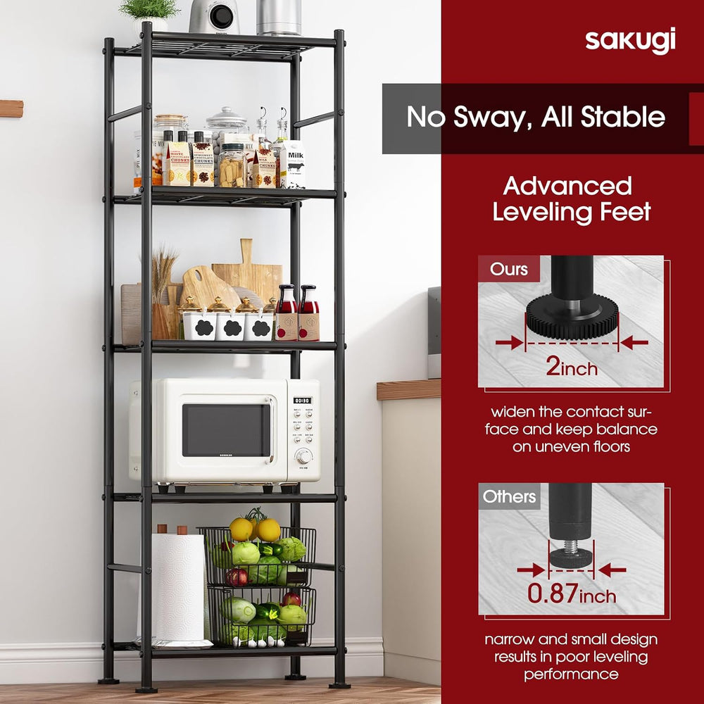 Sakugi Storage Shelves - 5 Tier Shelf Organizer, Heavy Duty Garage Shelving U...