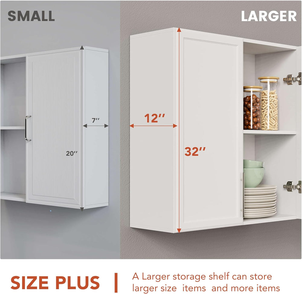 NEWOWNDS 30’’W Kitchen Cabinets Wall Mounted, Wall Cabinet Storage with Adjus...