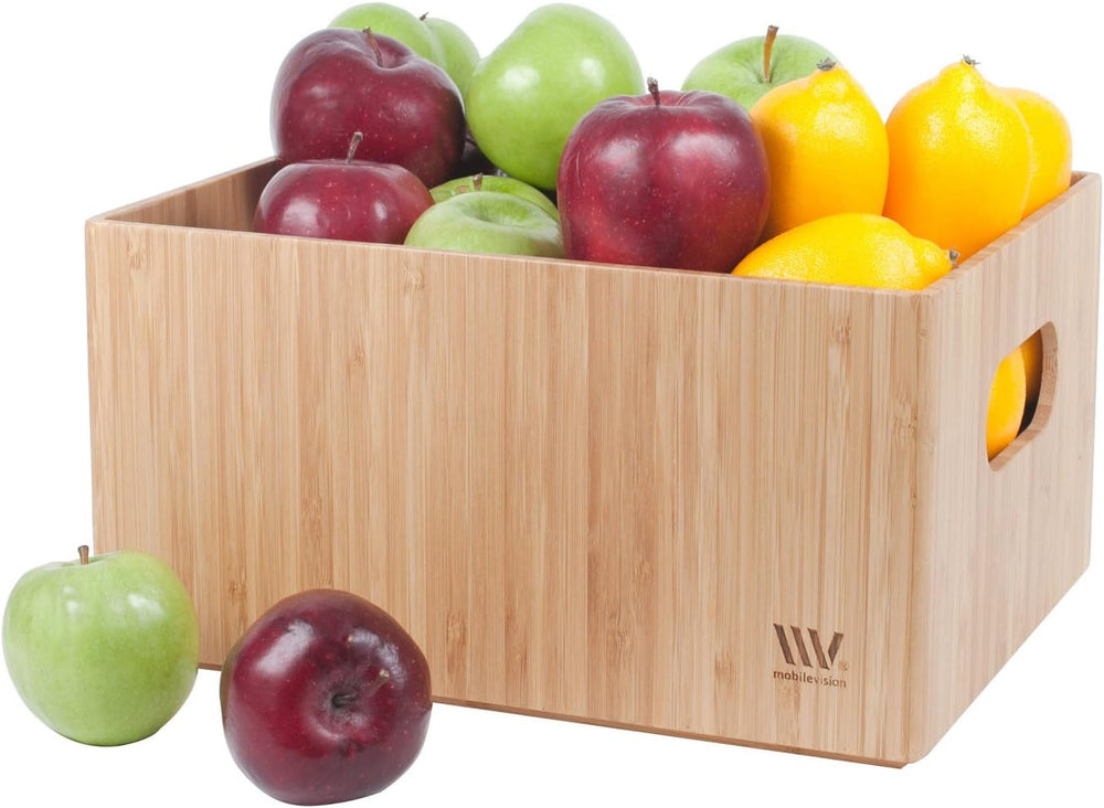 MobileVision Bamboo Storage Box Multi-Purpose Organizer for Kitchen Supplies ...