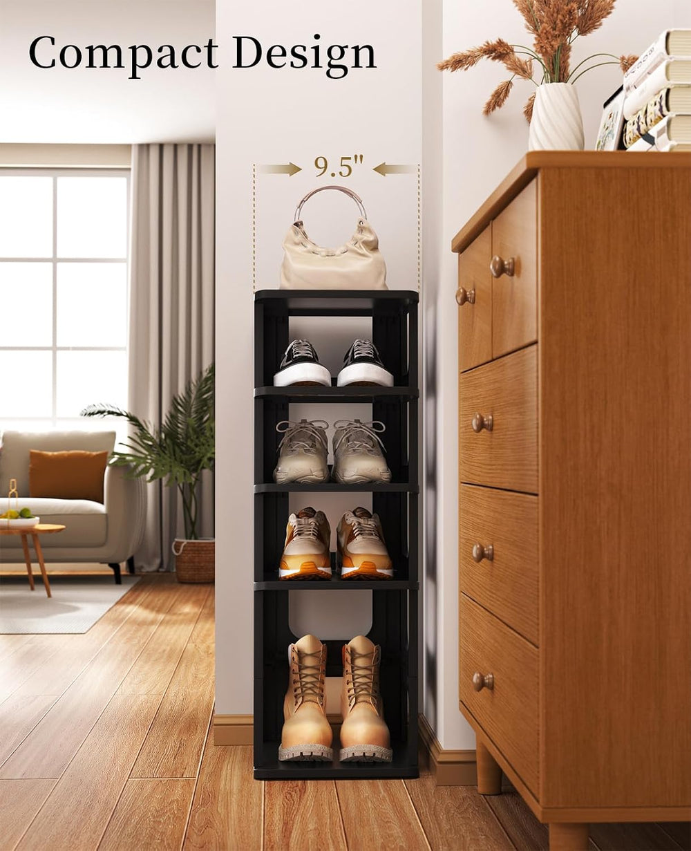 Stackable Small Shoe Rack for Closet 10 Tier - Remove Shelf for Boots
