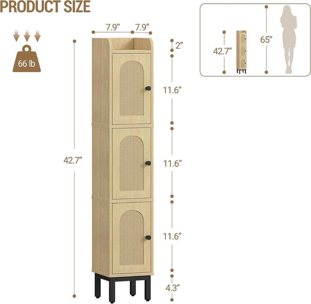 Hzuaneri Slim Bathroom Storage Cabinet, Narrow Bathroom Organizers,3 Doors