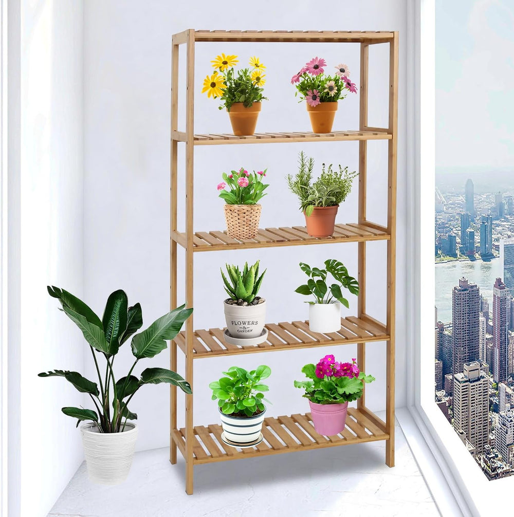 Bamboo Shelf Bathroom 5-Tier Storage Shelves Free Standing Rack Multifunction...