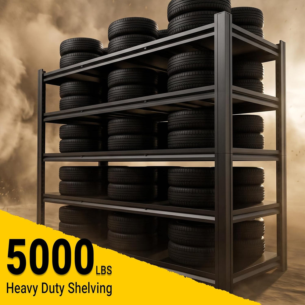5-Tier Heavy Duty Garage Shelving, 5000LBS Capacity Boltless Rack, 72" H...
