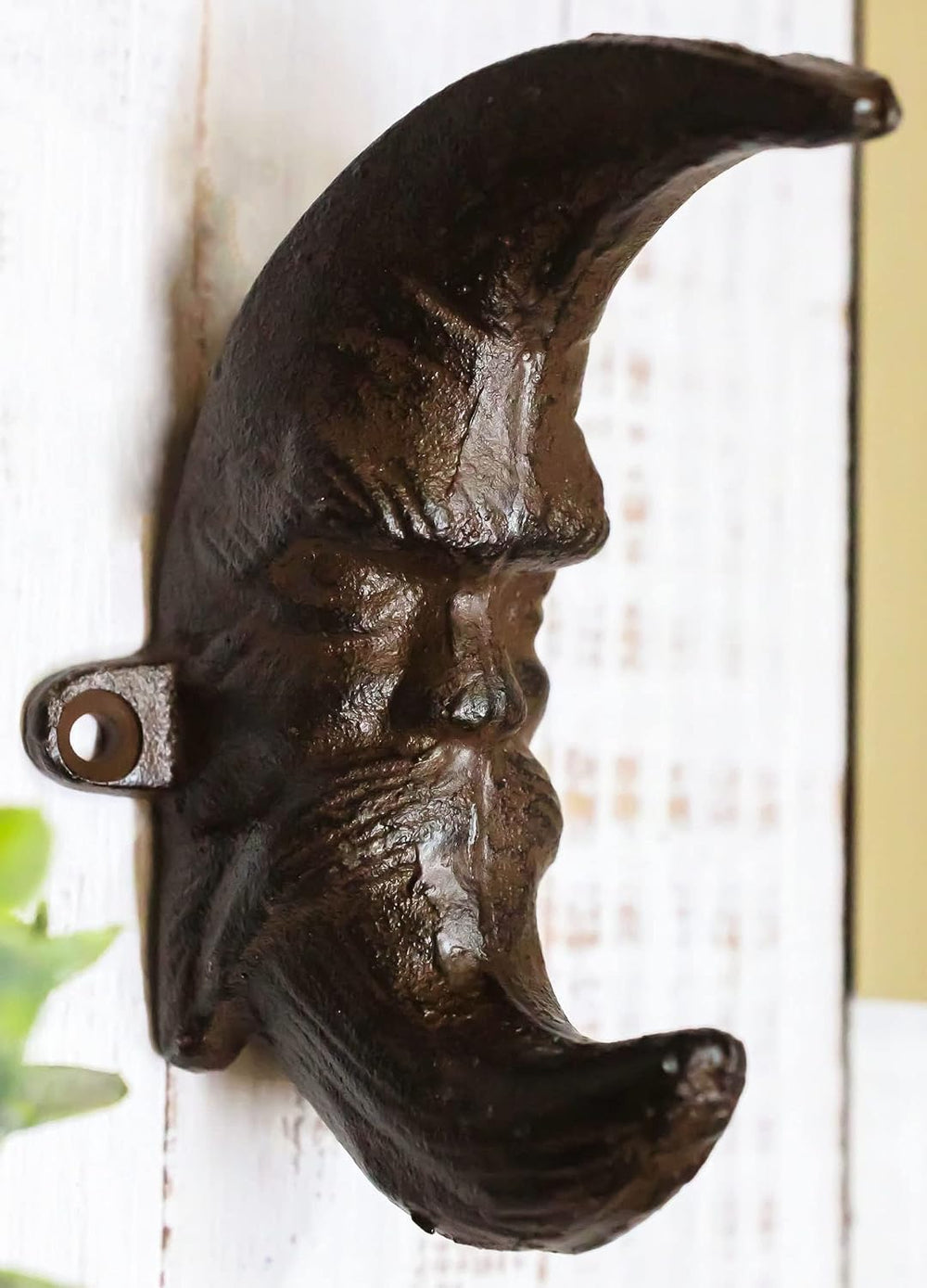 Ebros Gift Rustic Cast Iron Rust Antiqued Celestial Heavens Half Crescent Moo...
