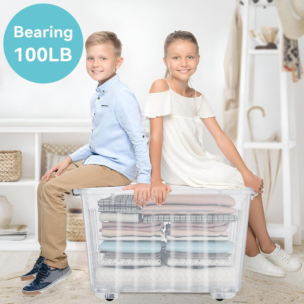 Nazhura 97Quart Plastic Storage Bin, Stackable and Nestable Storage Boxes wit...