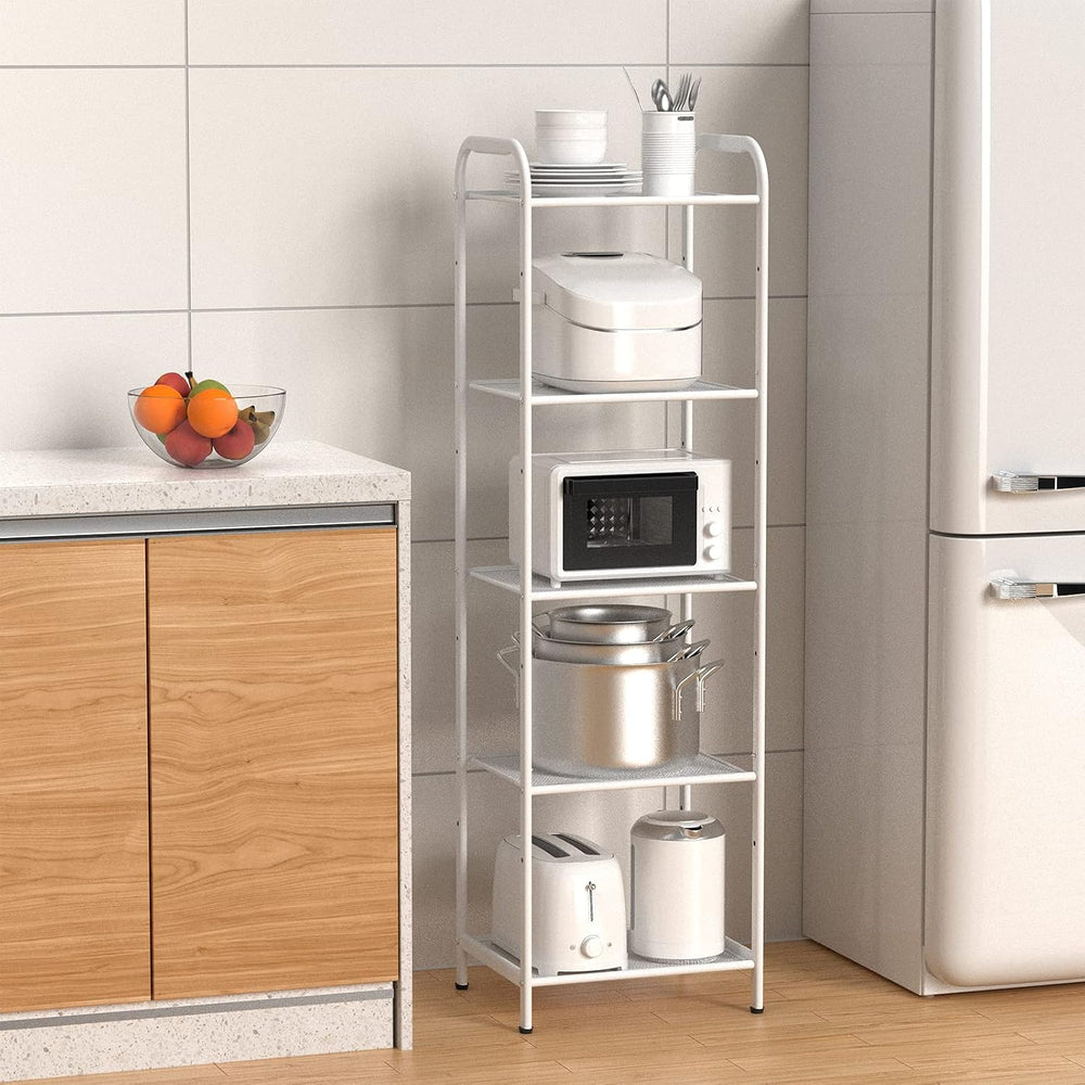 5 Tier Standing Shelf Units for Kitchen Storage Rack, White