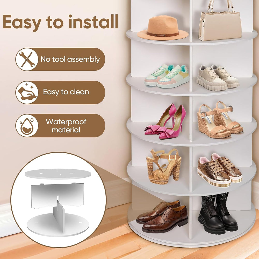 5 Tier Rotating Shoe Rack Tower, 360° Revolving Shoe Organizer, Free Standing...