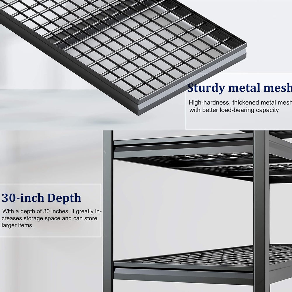72" W Storage Shelves Heavy Duty Garage Shelving 30" D Metal Shelvi...
