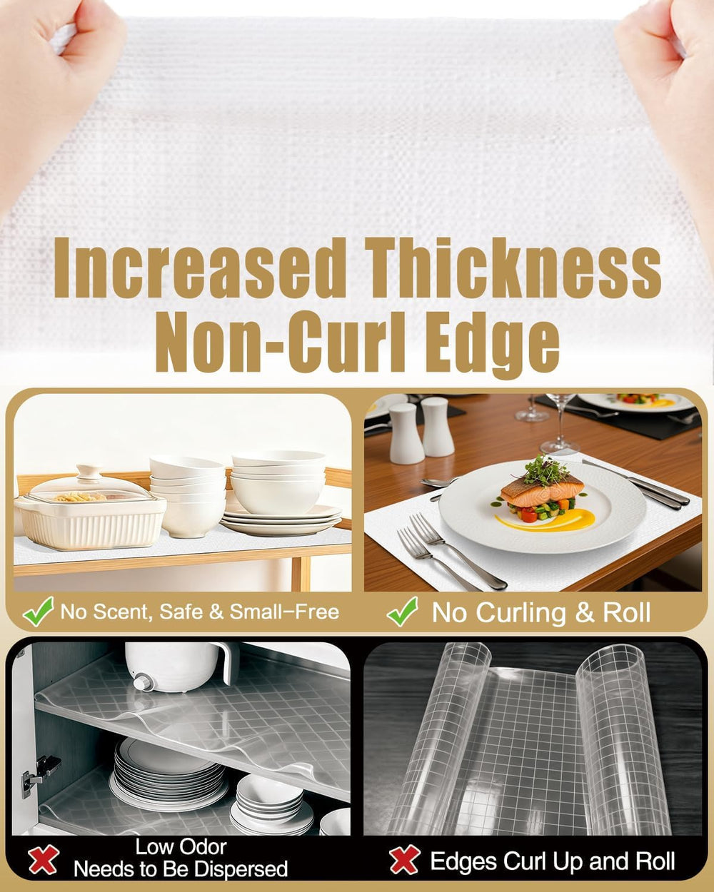 Drawer and Shelf Liners for Kitchen Cabinets Non-Adhesive