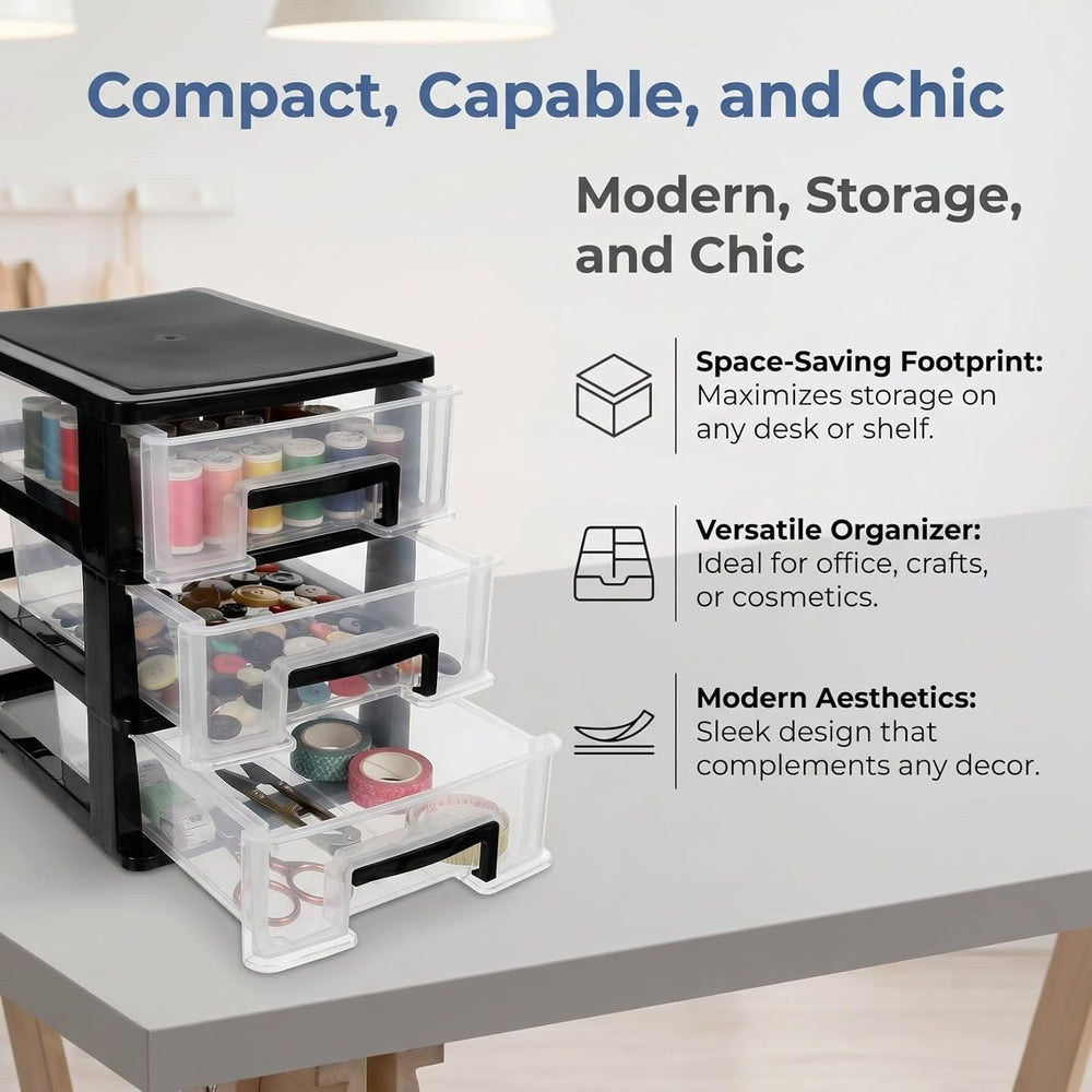 Angoily 3 Tier Plastic Drawer Type Closet, Plastic Home Office Storage Organi...
