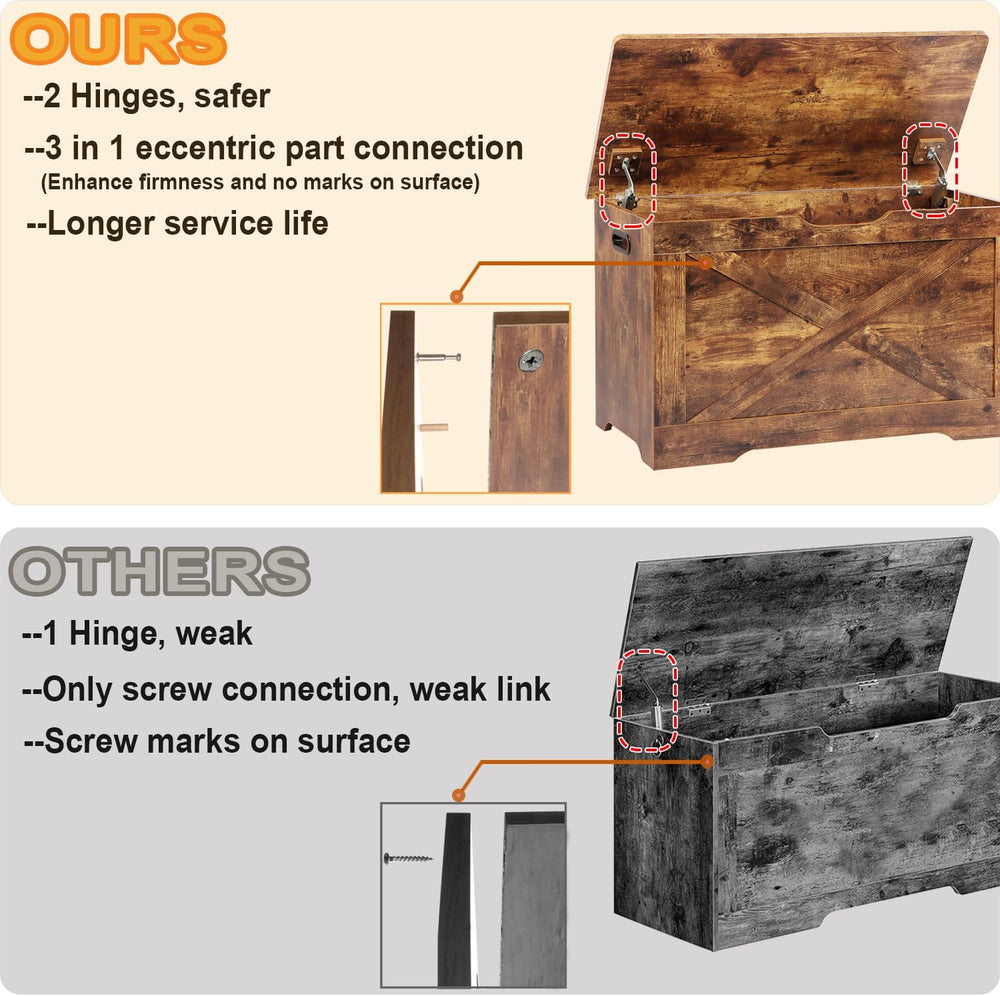Timberer 31.5" Storage Chest, Wooden Storage Bench, Entryway Shoes Bench