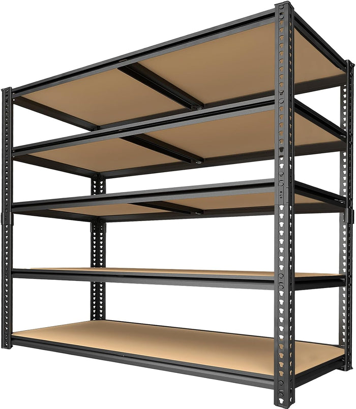 Garage Shelving Unit,40''W Black Storage Shelf,5 Tier Storage Racks and Shelving, Shelves Units Free Standing, Heavy Duty Metal Adjustable Shelves for Kitchen/Tool/Office (20''Dx40''Wx72''H)