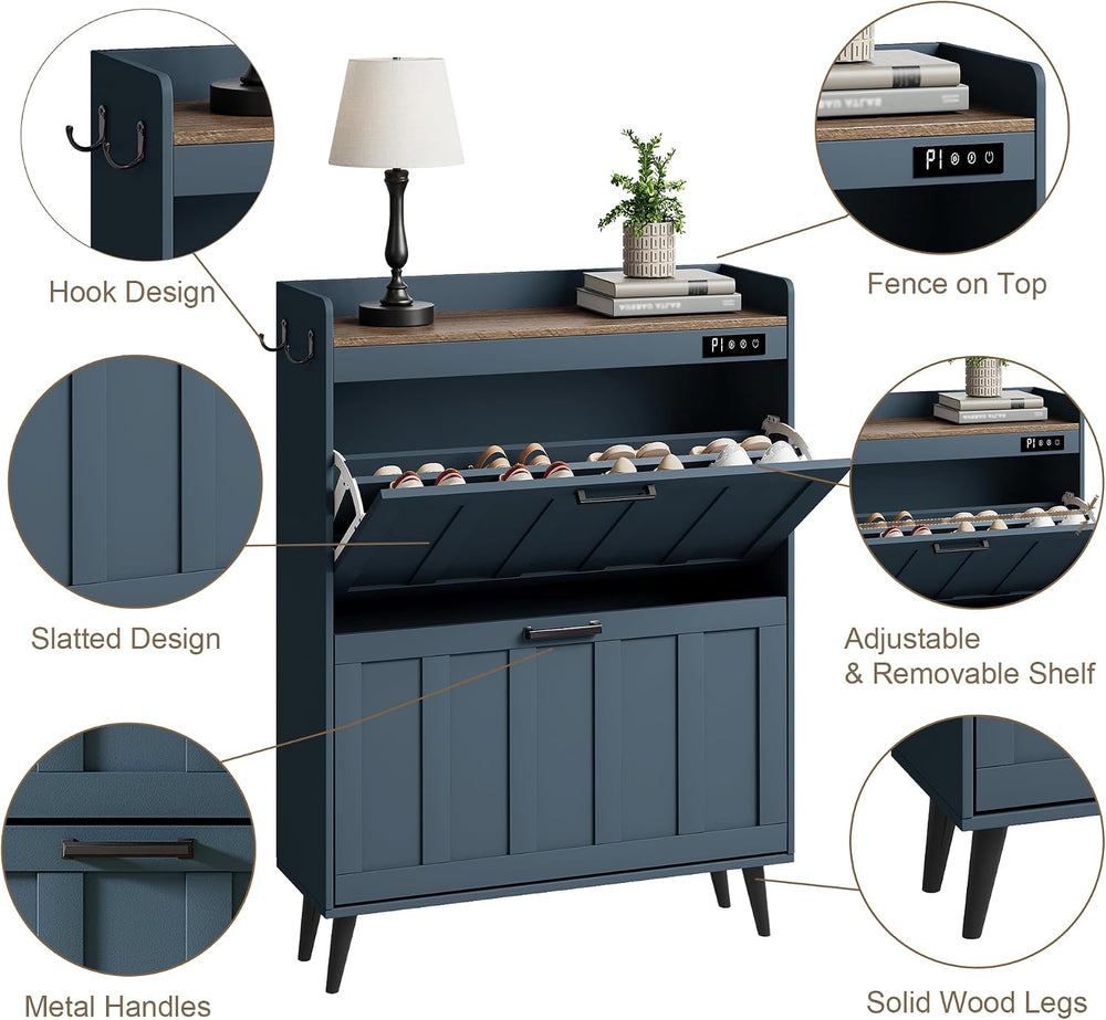 ChooChoo Shoe Storage Cabinet with 2 Flip Drawers and Deodorizer