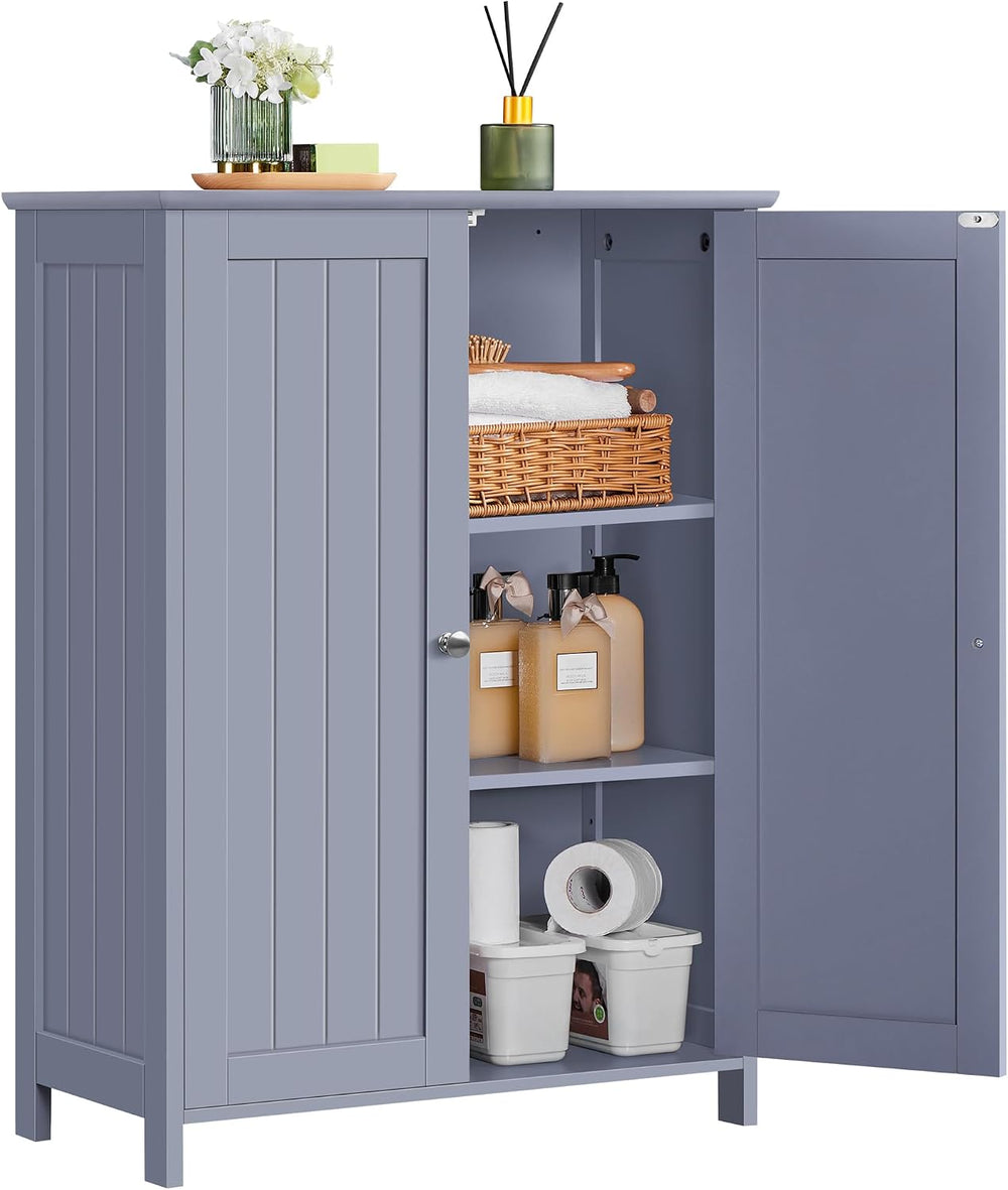 Yaheetech Small Bathroom Storage Cabinet for Towels with 2 Doors, Gray