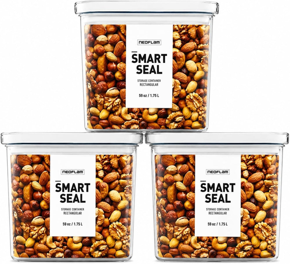 Neoflam Smart Seal Airtight Food Storage Containers Set of 3, 1.75L Pantry Co...