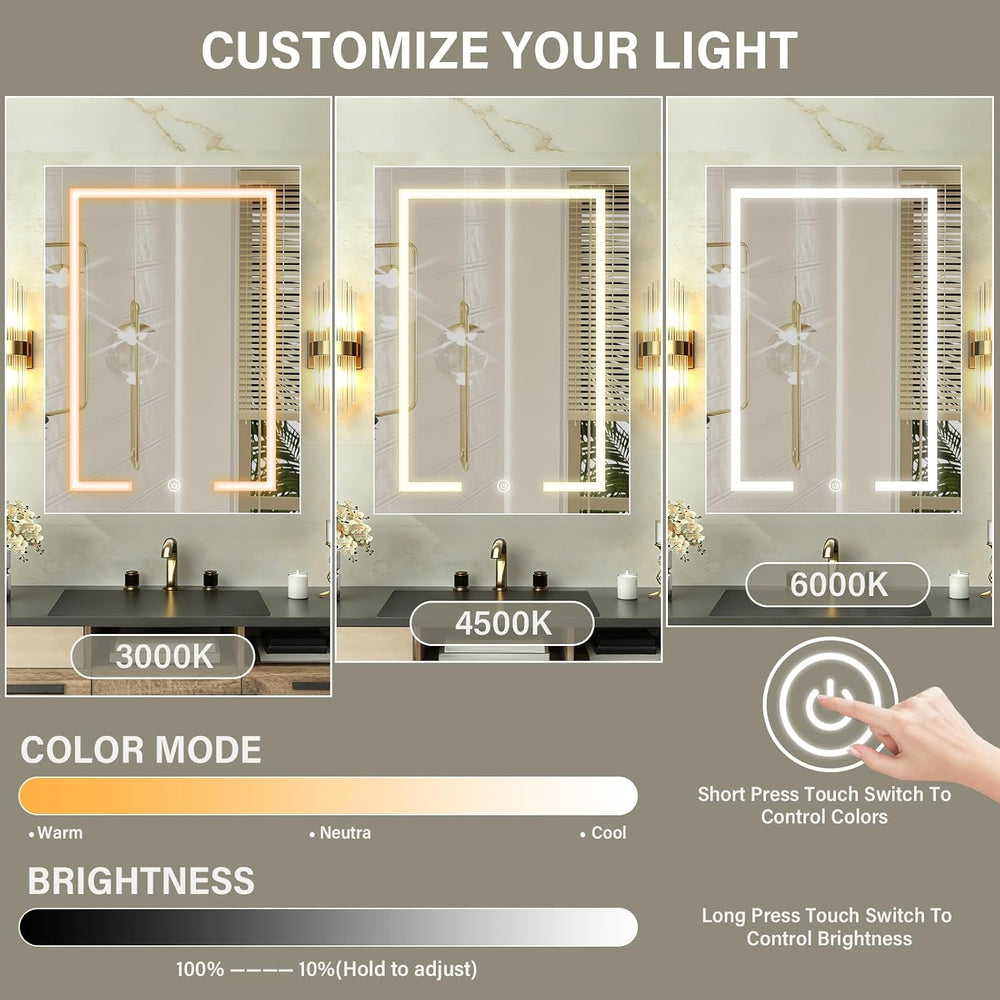 LED Medicine Cabinet with Light,Mirror Cabinet with Cosmetics Storage Rack,3X...