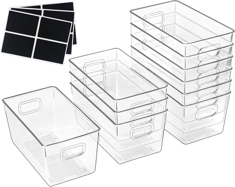 ZEXALOR 10 PACK Clear Storage Bins Clear Storage Containers for Kitchen Pantr...