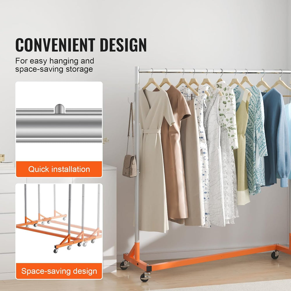 VEVOR Z Rack Industrial Grade Z Base Garment Rack Rolling Sturdy Steel
