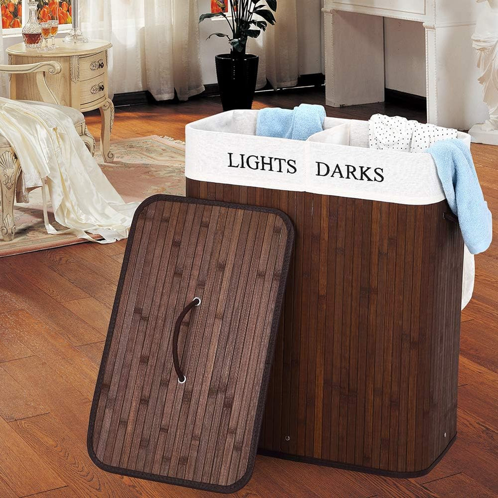 Bakaji Laundry Hamper with Double Compartment for Laundry Hamper House 2 Spaz...
