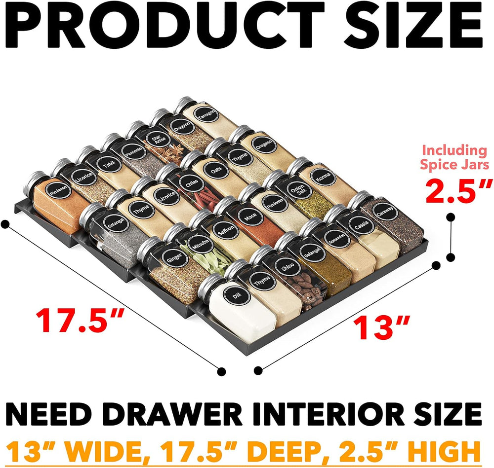 SpaceAid Spice Drawer Organizer with 28 Spice Jars, 386 Spice Labels, 4 Tier ...