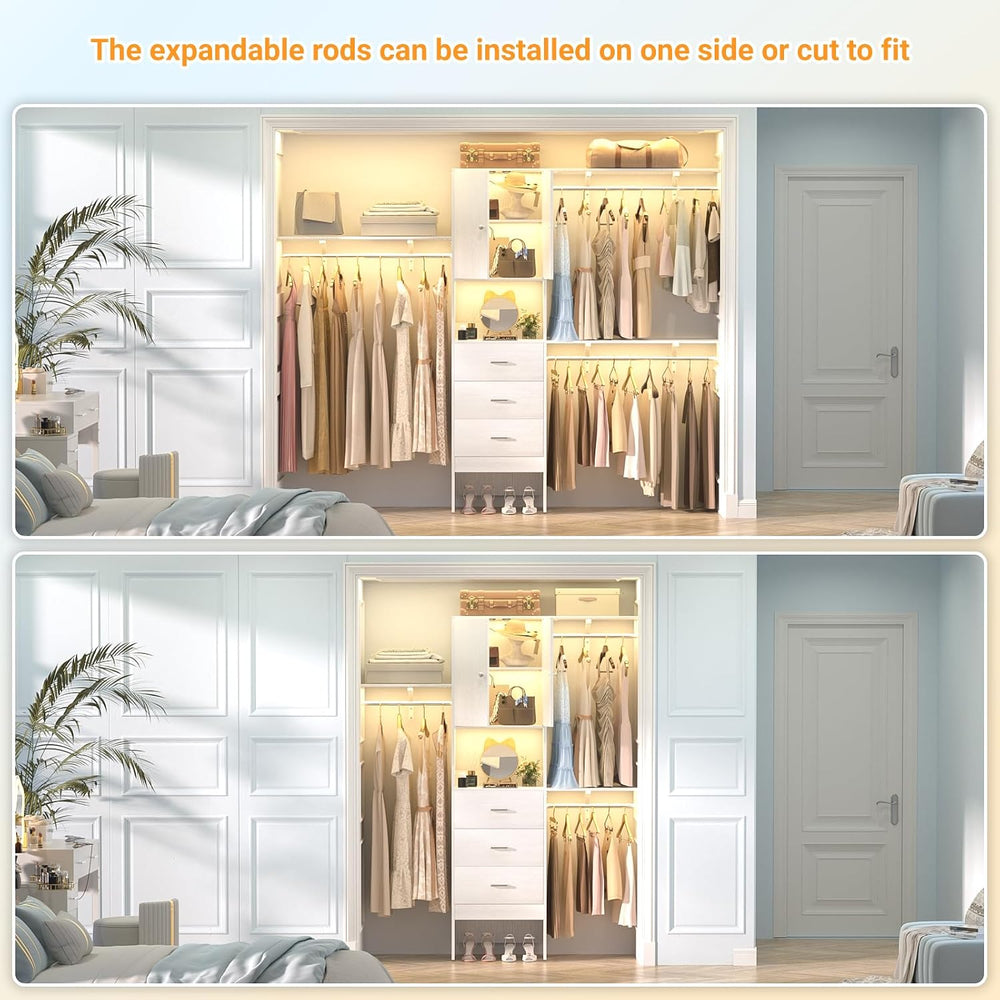 Armocity 96 Inches Closet System with Doors, 8FT Walk In Closet Organizer wit...