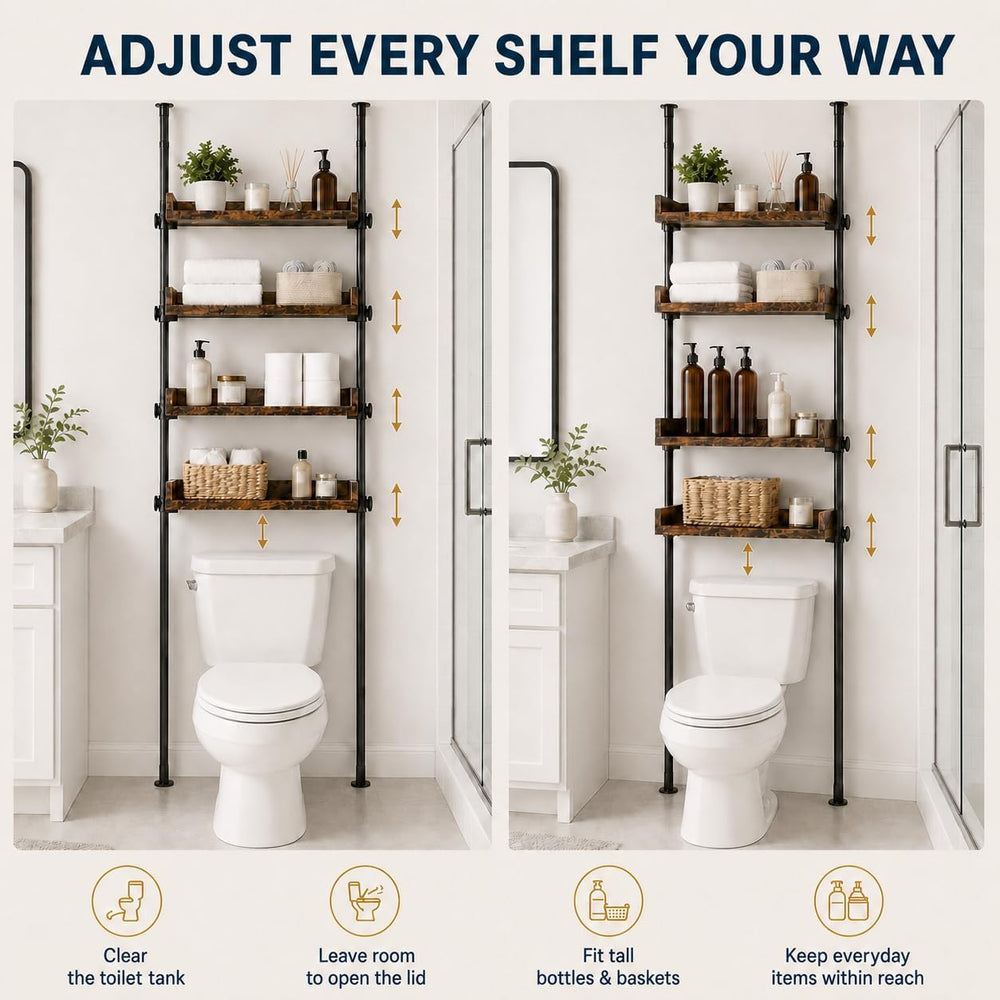 ALLZONE Tension Over The Toilet Storage Cabinet, No-Drill, Fits 92-116 in.