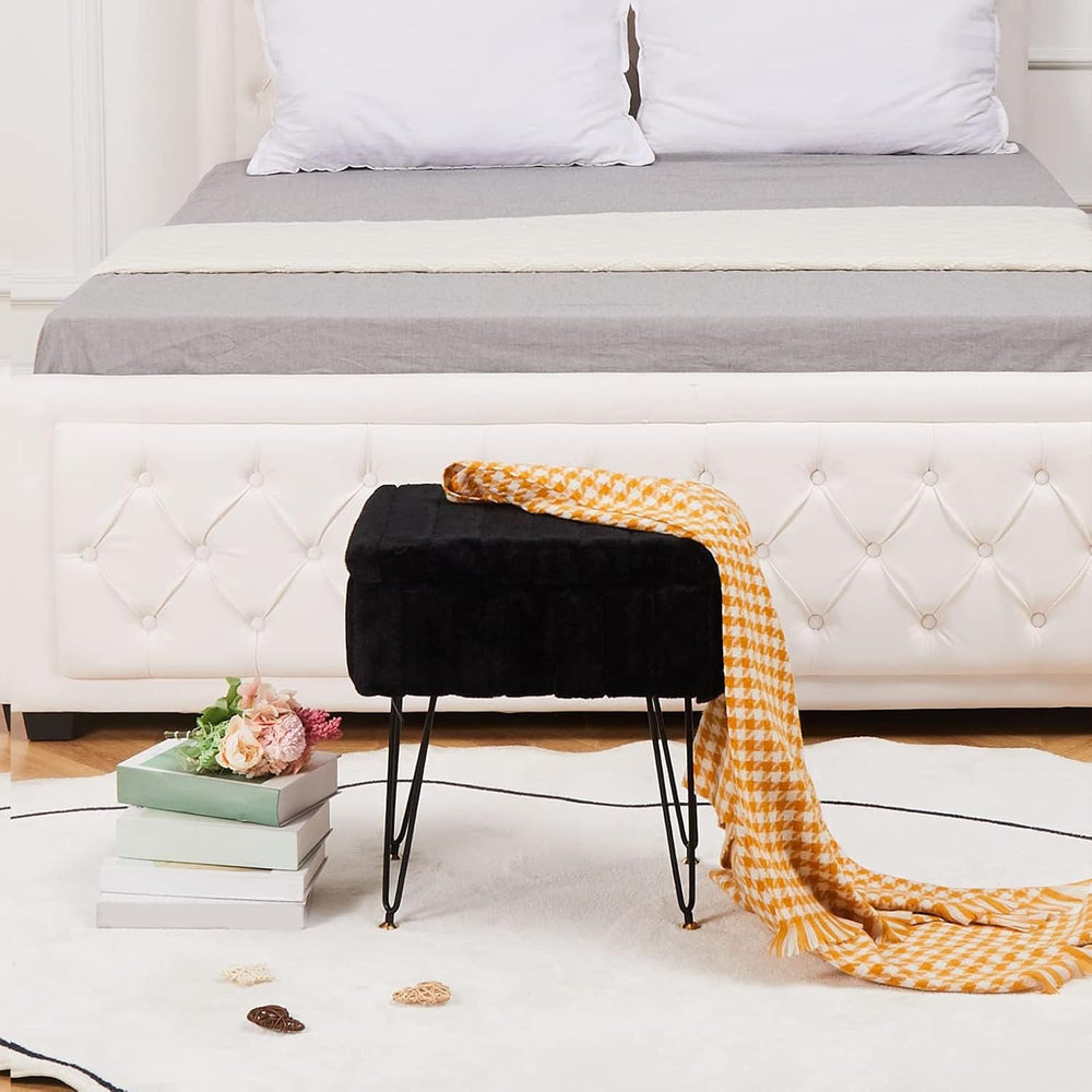 Wimarsbon Storage Ottoman, Vanity Stools with Metal Legs, 16.5" x 11.8&q...