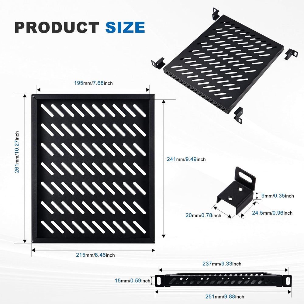 GeeekPi 10 inch 0.5U High Duty Vented Rack Shelf for DeskPi RackMate T2/T0 Pl...