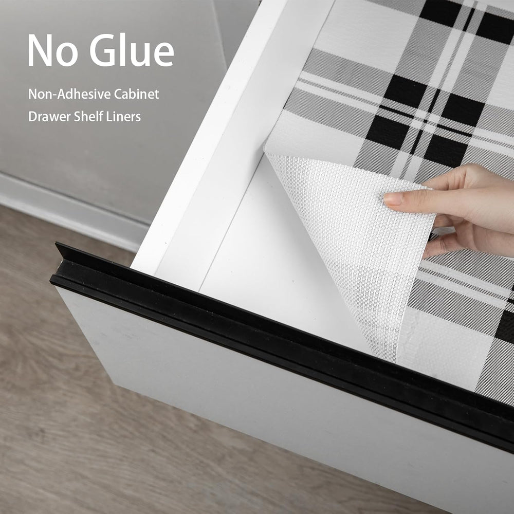 Drawer Shelf Liner for Kitchen Cabinets, Non Adhesive Slip Resistant Shelf Pa...