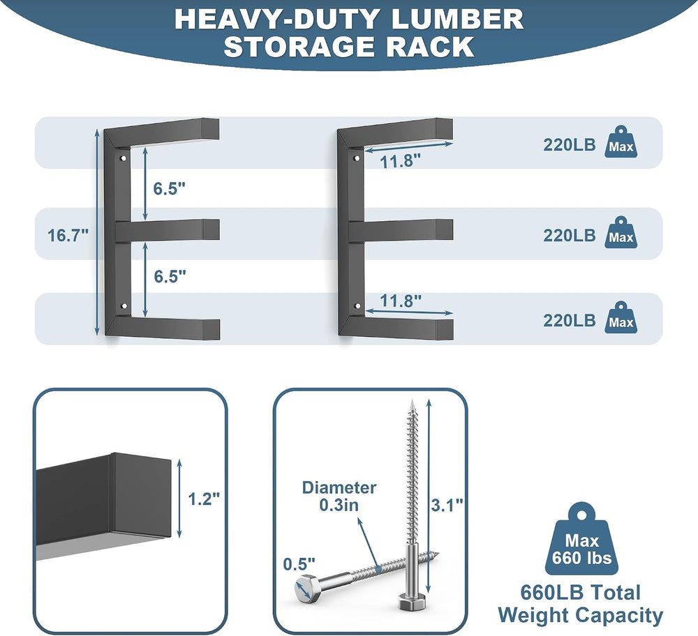 Ultrawall Lumber Storage Rack, Wall Mount Wood Storage Racks