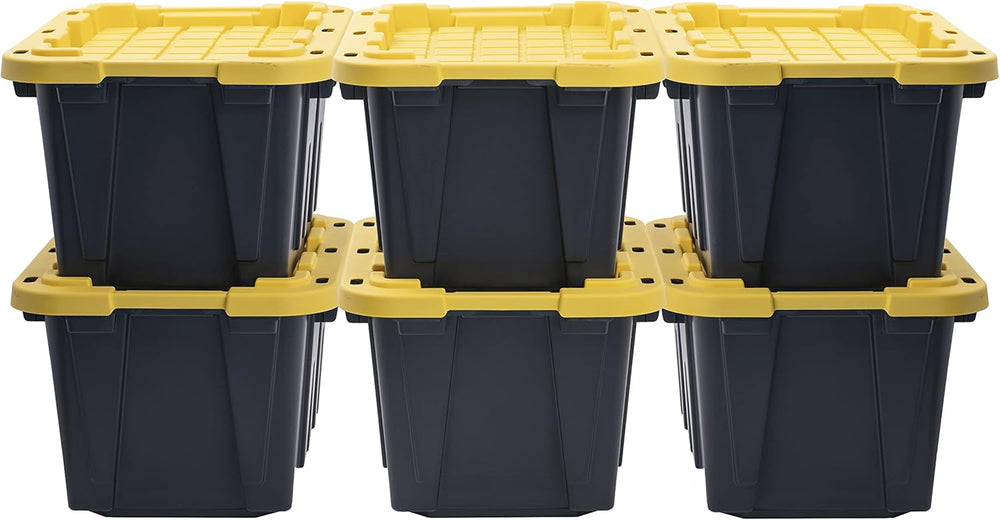 CX Heavy Duty 12-Gallon Stackable Plastic Storage Bins with Lids, 6 Pack