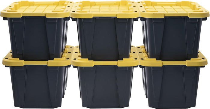 CX Heavy Duty 12-Gallon Stackable Plastic Storage Bins with Lids, 6 Pack
