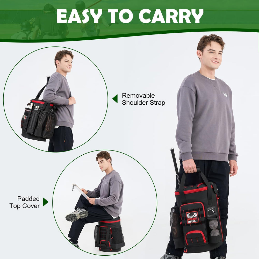 Baseball Bucket Bag, Softball Coaches Bags Fit 6 Gallon Buket