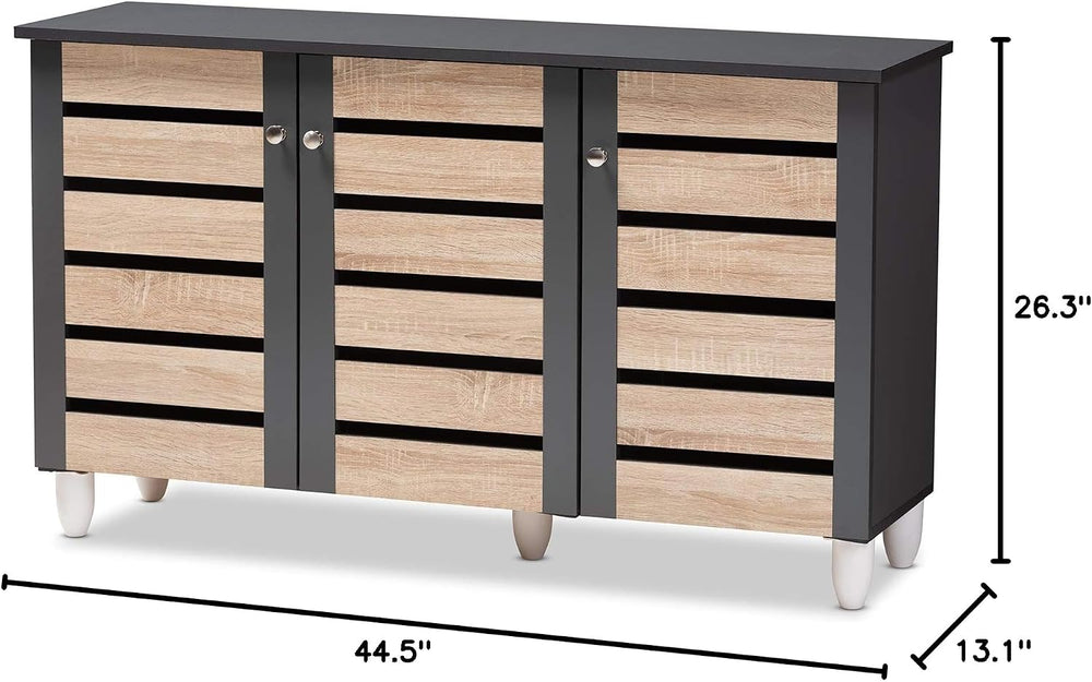 Baxton Studio Shoe Cabinets, One Size, Oak/Dark Gray