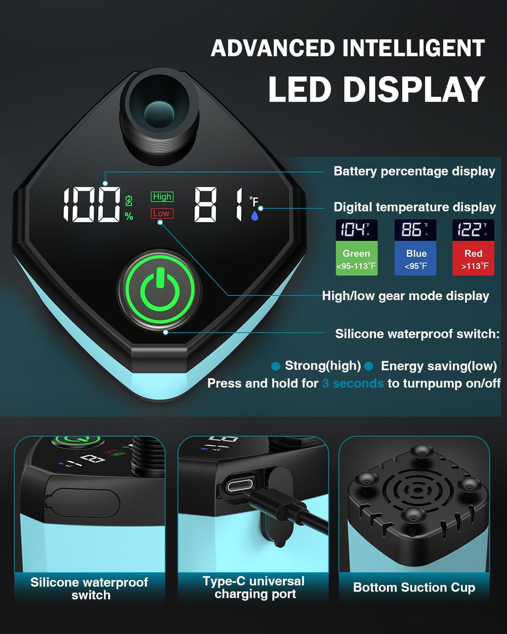 Portable Camping Shower, 6000mAh with LED Display, Camp Shower with 5 Gallons...