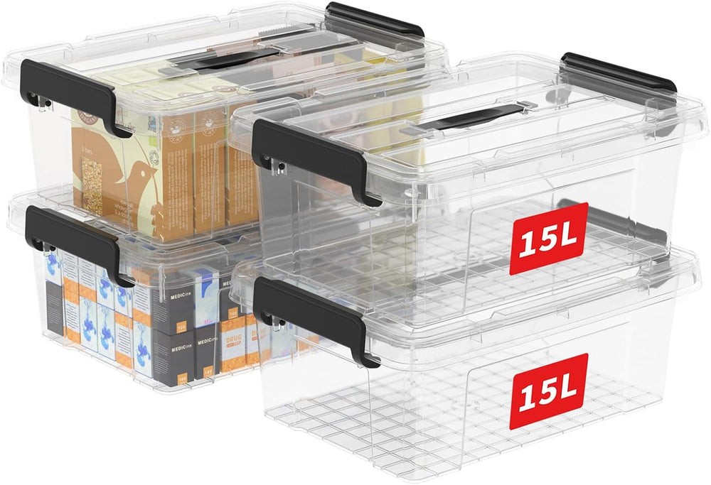 Cetomo Lidded Storage Bin with Handle, Storage Bins with Lid, Organizing Cont...