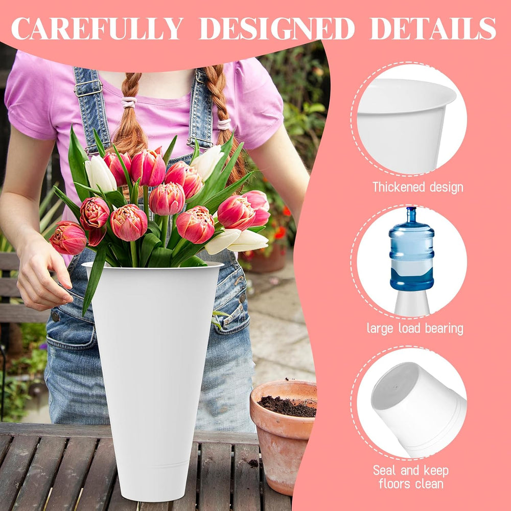 Flower Display Stand with 12 Buckets, 3-Layer Metal Plant Stand with Wheels, ...
