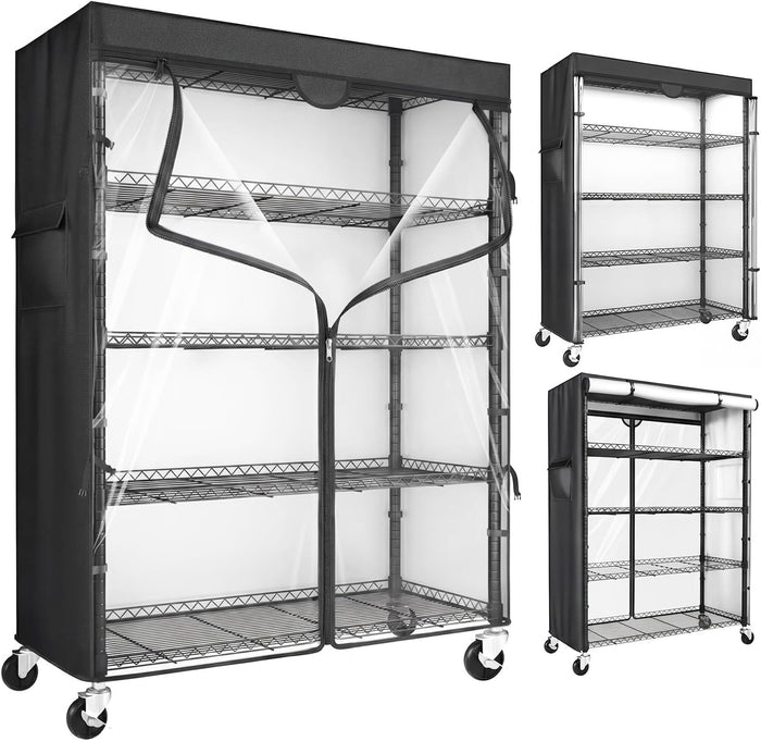 Wire Shelving Unit with 600D Oxford Cover & Wheels, 36"x18"x72"