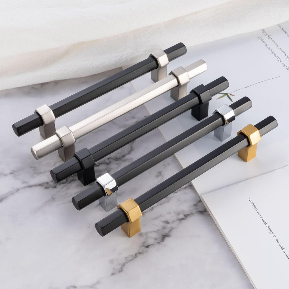 3 Inch Matte Black and Brushed Nickel Cabinet Pulls 10 Pack P1310