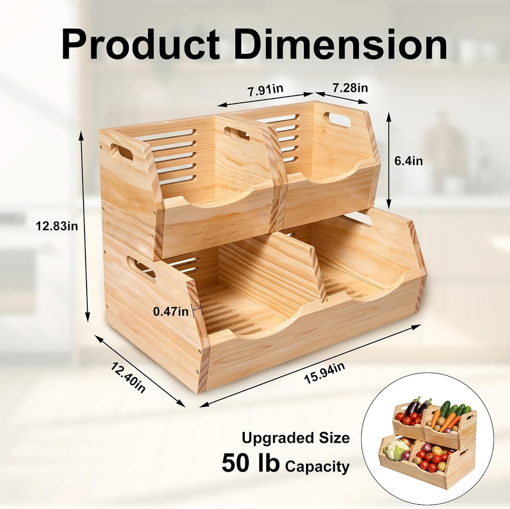 Large 2 Tier Stackable Potato and Onion Storage Bin for pantry