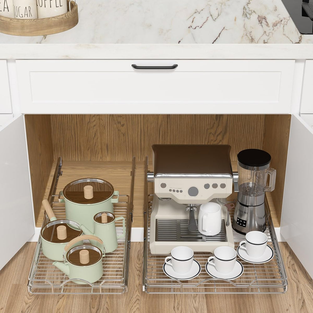 OCG Pull Out Cabinet Organizer 2 Pack (15" W x 21" D), Pull out She...
