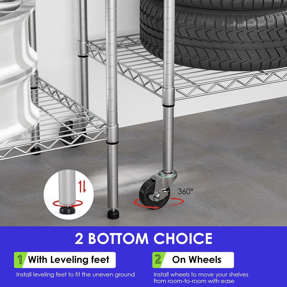 FDW | 6-Tier Garage Shelving with Wheels | 45" x 18" x 82" | W...